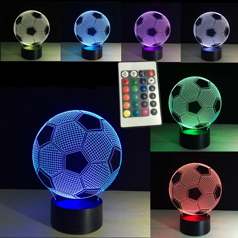 Lámpara LED Fútbol 3D | Luz Nocturna Multicolor